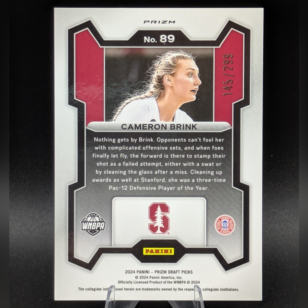 2024 Panini Prizm Draft Picks Cameron Brink 89 Red Pulsar Prizm /299 RC WNBA Lot - Picture 3 of 9